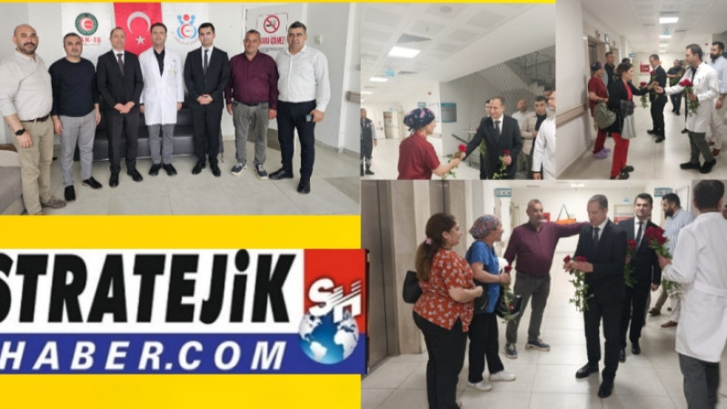 Tarsus Kaymakamı Akyüz, Devlet Hastanesi Çalışanlarına Gül Verdi 