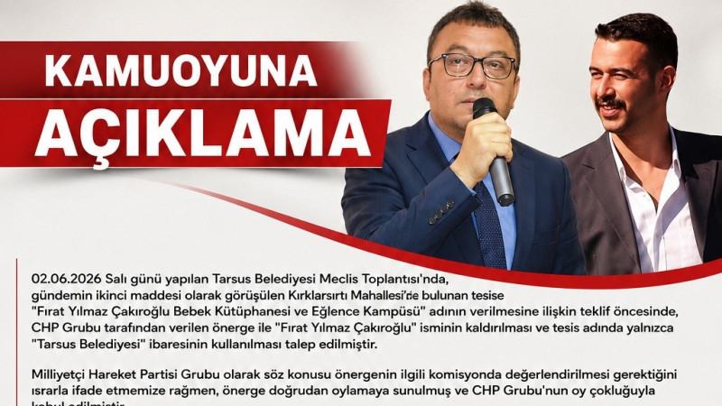 Tarsus'ta Çocuk Kütüphanesi İsmi Tartışmasına MHP'den Tepki