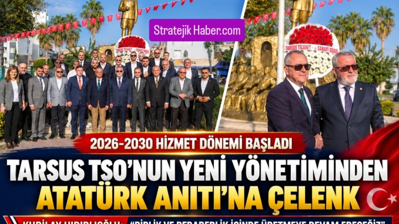 Tarsus TSO ve Meclis Üyeleri Atatürk Anıtına Çelenk Koydu